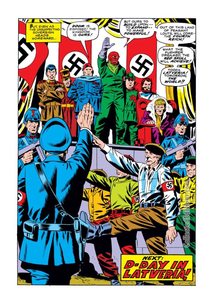 Astonishing Tales #4, “Doctor Doom”, pg. 20; pencils and inks, Wally Wood; Red Skull, Nazi flag, Nazi party