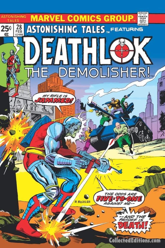 Astonishing Tales #28 cover; pencils and inks, Rich Buckler; Deathlok the Demolisher;