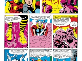Avengers #5, pg. 13; pencils, Jack Kirby; inks, Paul Reinman; Thor, Lava Men