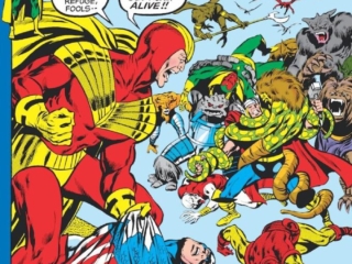 Avengers #95 cover; pencils, John Buscema; inks, Tom Palmer; Avenger vs. Inhuman, Maximus the Mad vs. Captain America, Thor, Iron Man