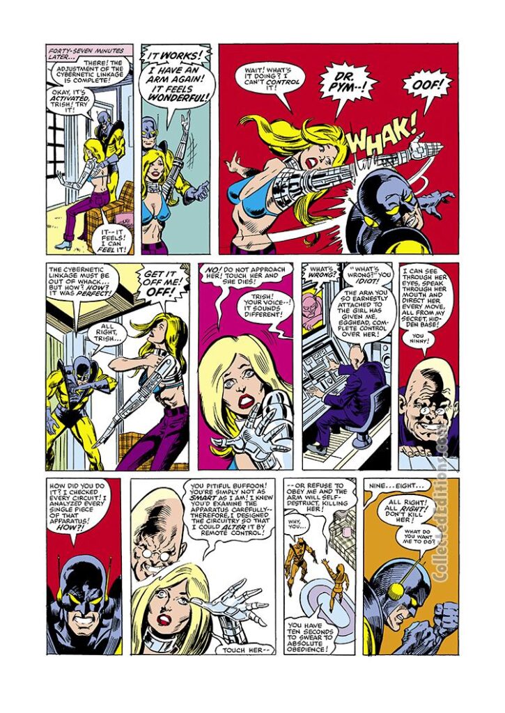 Avengers #217, pg. 11; pencils, Bob Hall; inks, Dan Green; Egghead, Trish Starr; Yellowjacket; Hank Pym