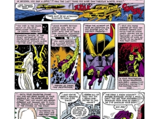 Avengers #220, pg. 4; pencils, Bob Hall; inks, Dan Green, Drax the Destroyer, Moondragon, origin