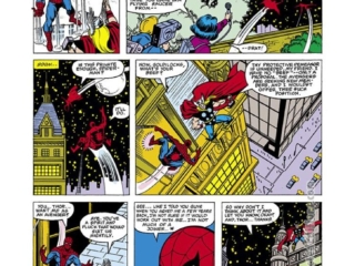 Avengers #221, pg. 9; pencils, Bob Hall; inks, Brett Breeding, Spider-Man, Thor