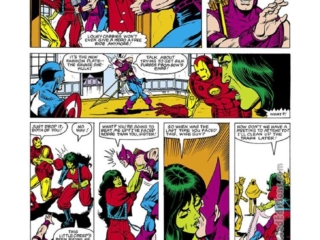 Avengers #222, pg. 8; pencils, Greg LaRocque; inks, Al Milgrom, She-Hulk kisses HawkeyeAvengers #222, pg. 8; pencils, Greg LaRocque; inks, Al Milgrom, She-Hulk kisses HawkeyeAvengers #222, pg. 8; pencils, Greg LaRocque; inks, Al Milgrom, She-Hulk kisses Hawkeye