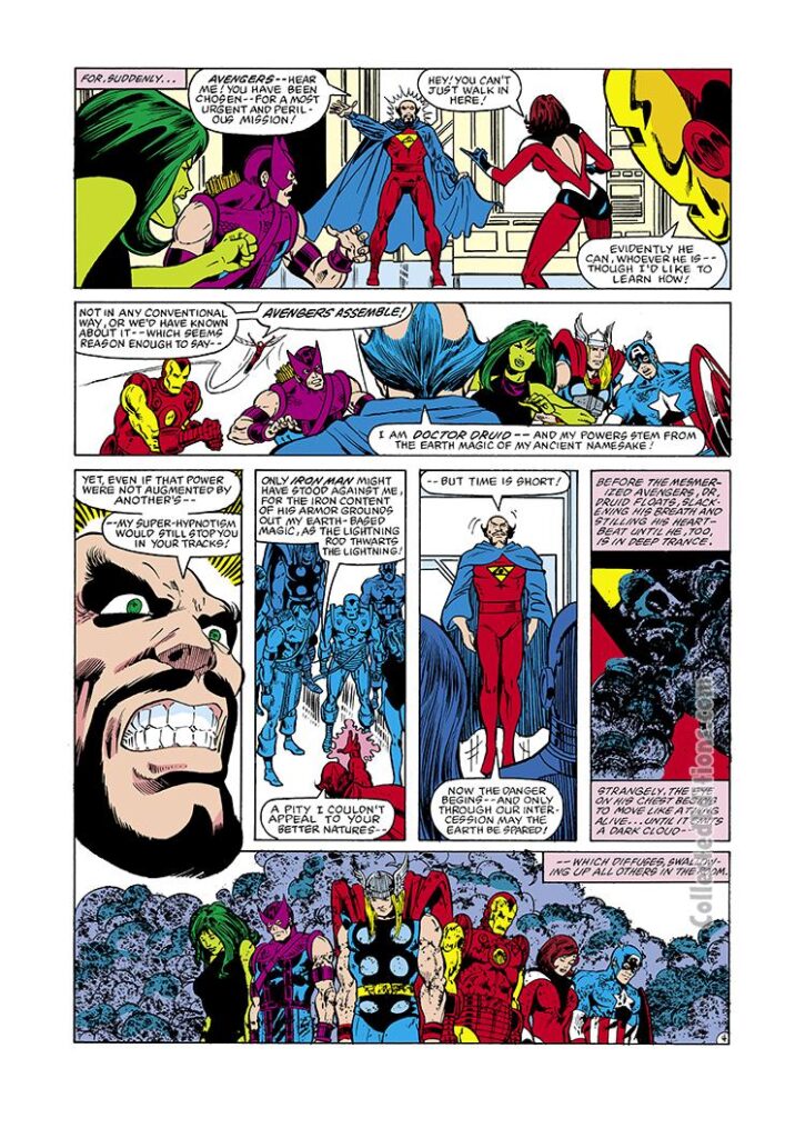 Avengers #225, pg. 4; pencils, Greg LaRocque; inks, Chic Stone; Doctor Druid/Droom