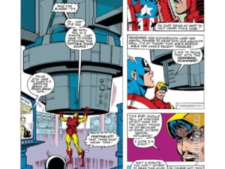 Avengers #228, pg. 8; pencils, Al Milgrom; inks, Bret Breeding ; Iron Man, Captain America