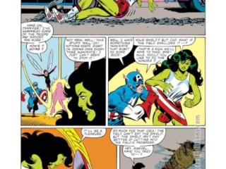 Avengers #233, pg. 7; layouts, John Byrne; pencils and inks, Joe Sinnott; She-Hulk, Captain America, Wasp