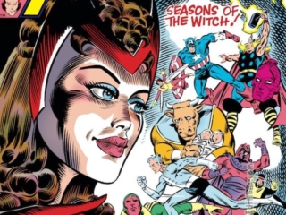 Avengers #234 cover; pencils, Al Milgrom; inks, Joe Sinnott; Seasons of the Witch, Scarlet Witch, Bova, Magneto, X-Men, Vision, Quicksilver, Captain America, Thor, Wasp, High Evolutionary