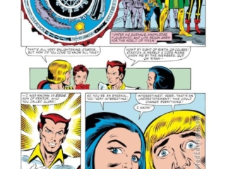 Avengers #247, pg. 13; pencils, Al Milgrom; inks, Joe Sinnott; Sersi, Starfox, Eternals, Ikaris