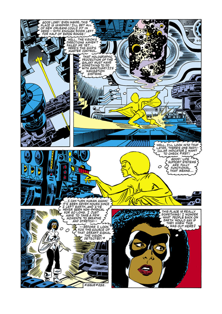 Avengers #255, pg. 3; pencils, John Buscema; inks, Tom Palmer; Monica Rambeau, Photon