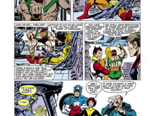 Avengers #258, pg. 14; layouts, John Buscema; pencils and inks, Tom Palmer; Hercules, Firebird, Wasp, Captain America, Raymond Sikorski