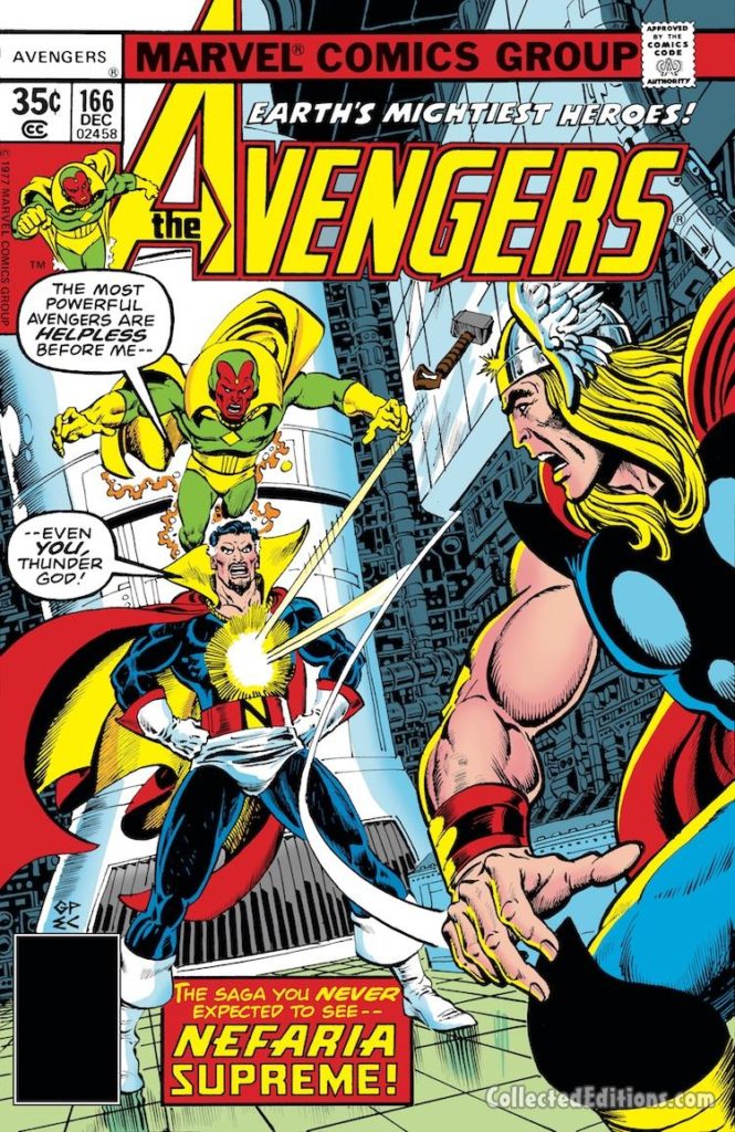 Avengers #166 cover; pencils, George Pérez; Count Nefaria