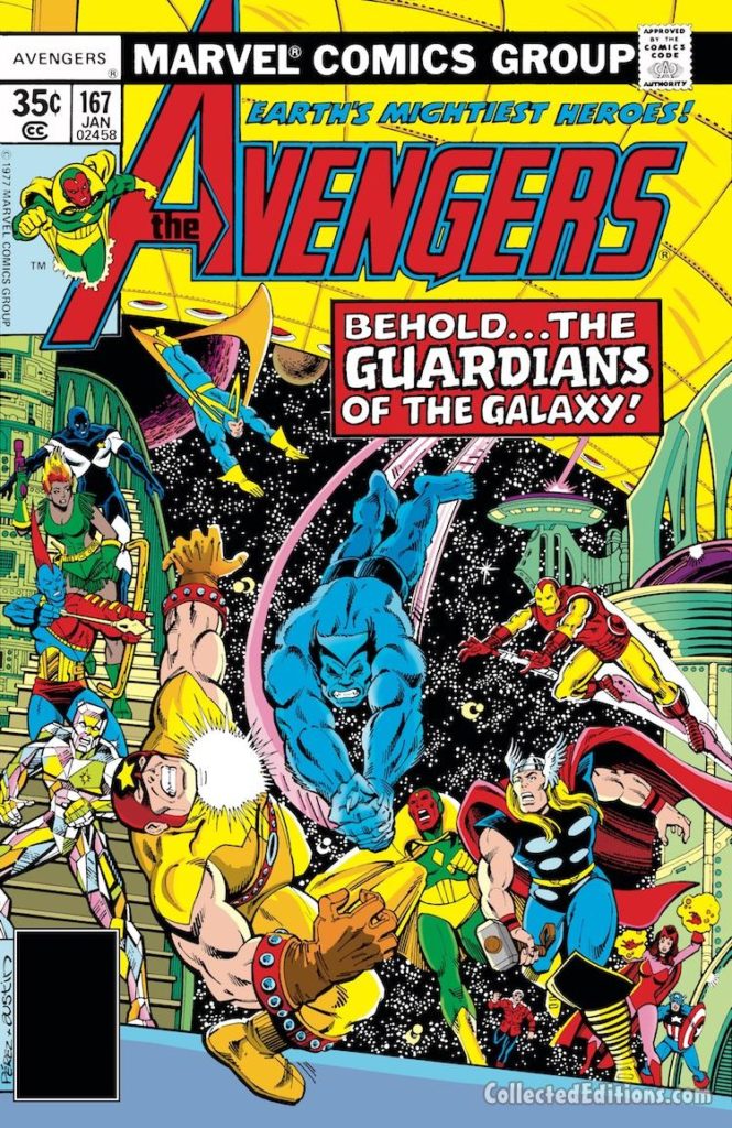Avengers #167 cover; pencils, George Pérez; inks, Terry Austin; Guardians of the Galaxy