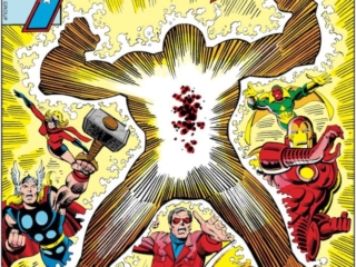 Avengers #176 cover; pencils, John Romita, Jr.; inks, Terry Austin; The Korvac Saga