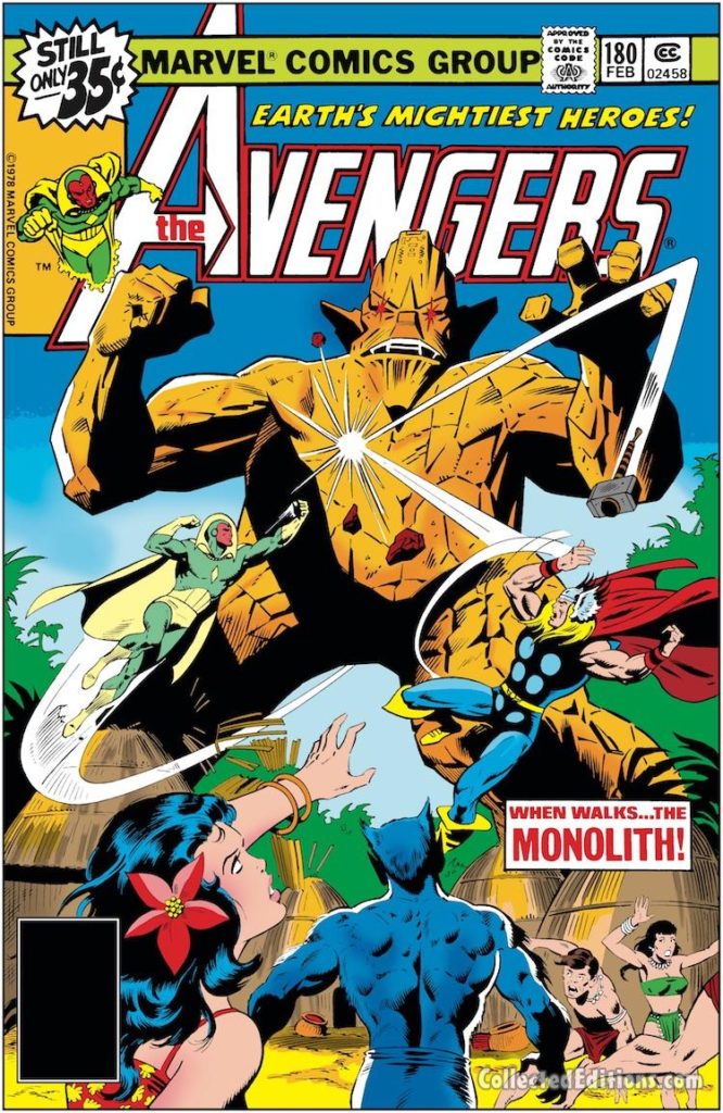Avengers #180 cover; pencils, Rich Buckler; inks, Dan Adkins; The Monolith