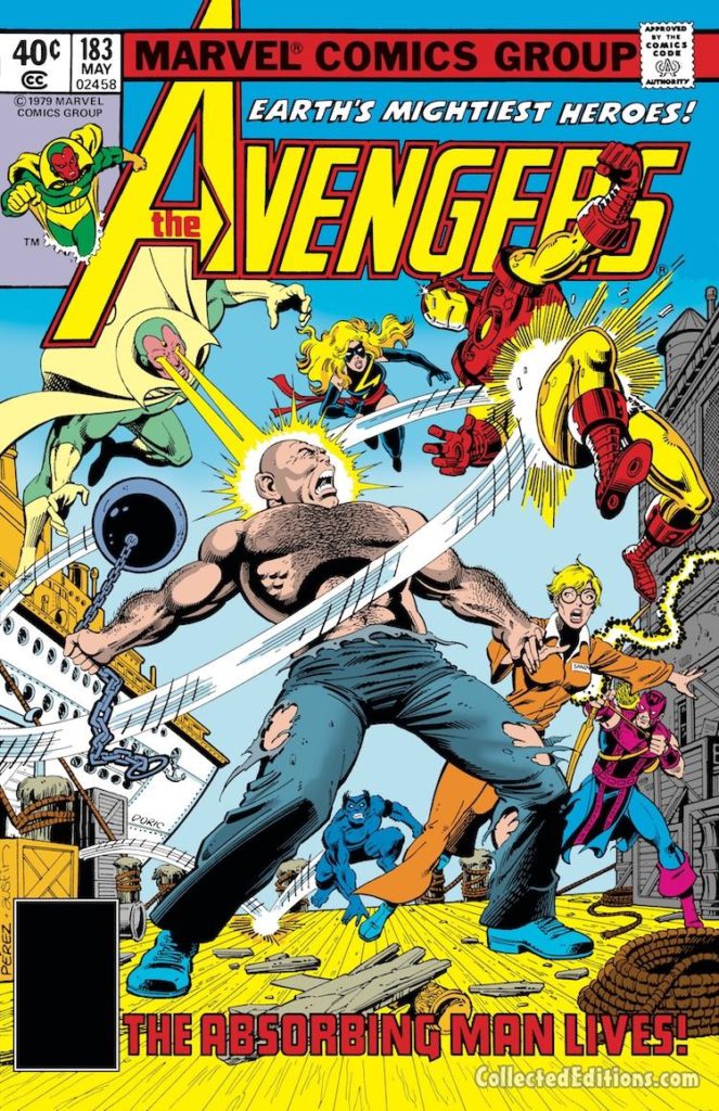 Avengers #183 cover; pencils, George Pérez; inks, Terry Austin; Absorbing Man