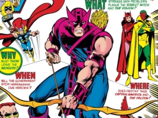 Avengers #189 cover; pencils, John Byrne; inks, Dan Green; Hawkeye