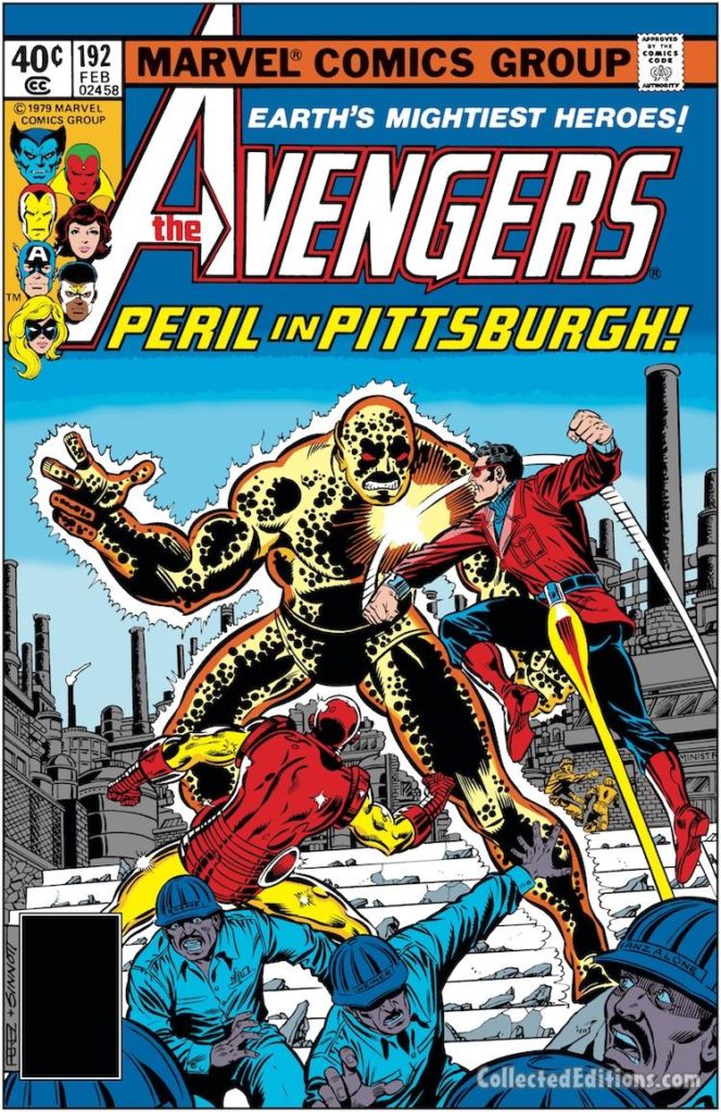 Avengers #192 cover; pencils, George Pérez; inks, Joe Sinnott; Peril in Pittsburgh, Jim Shooter