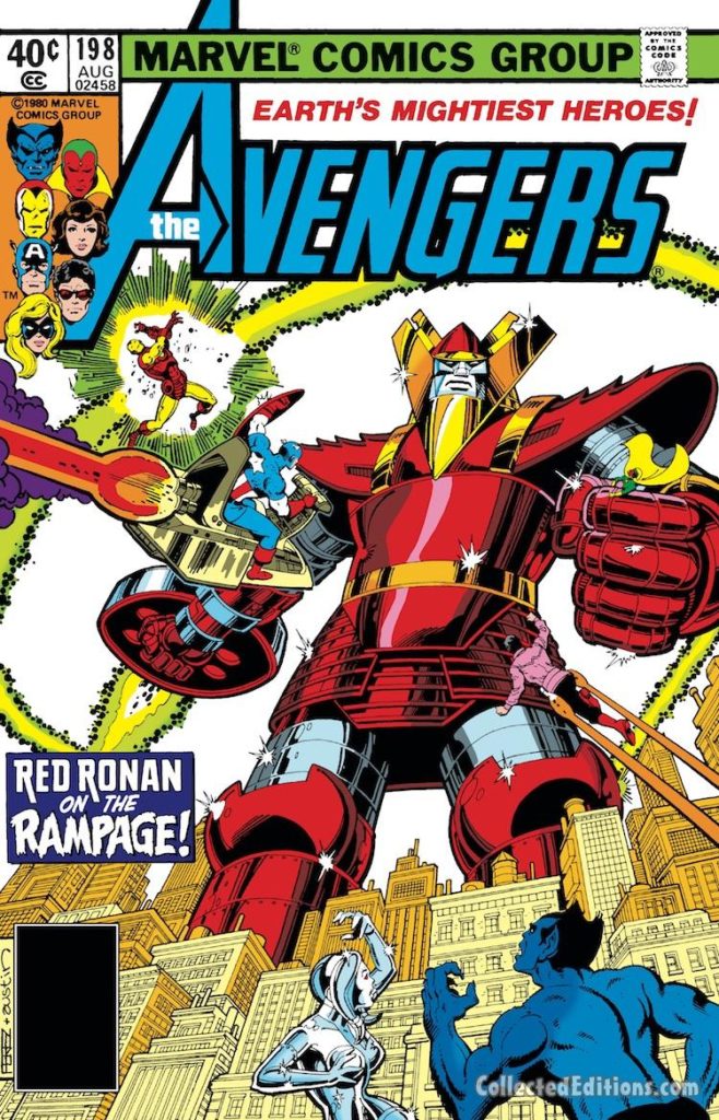 Avengers #198 cover; pencils, George Pérez; inks, Terry Austin; Red Ronan