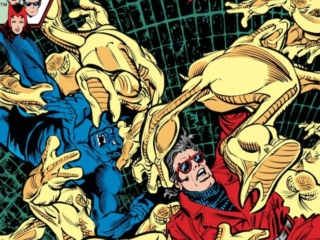 Avengers #203 cover; pencils, Carmine Infantino; Beast and Wonder Man