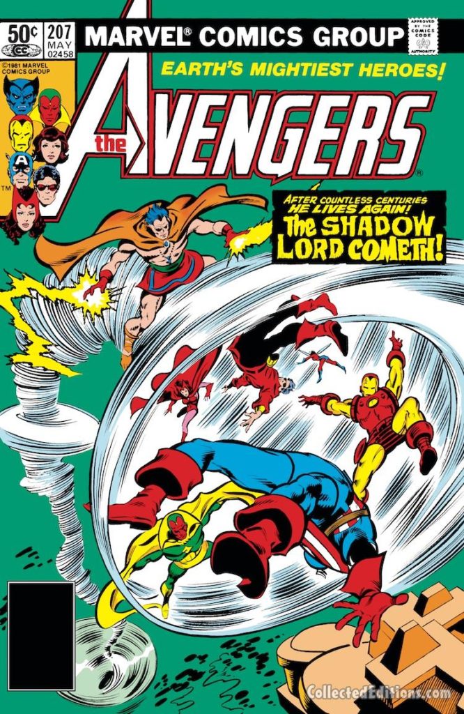 Avengers #207 cover; pencils, Gene Colan; The Shadow Lord