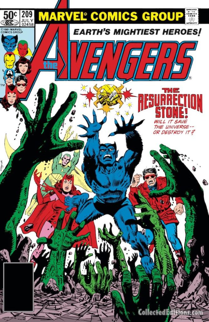 Avengers #209 cover; pencils and inks, Al Milgrom; The Beast, Resurrection Stone