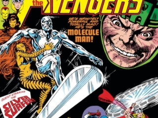 Avengers #215 cover; pencils and inks, Alan Weiss; Silver Surfer/Molecule Man/Tigra