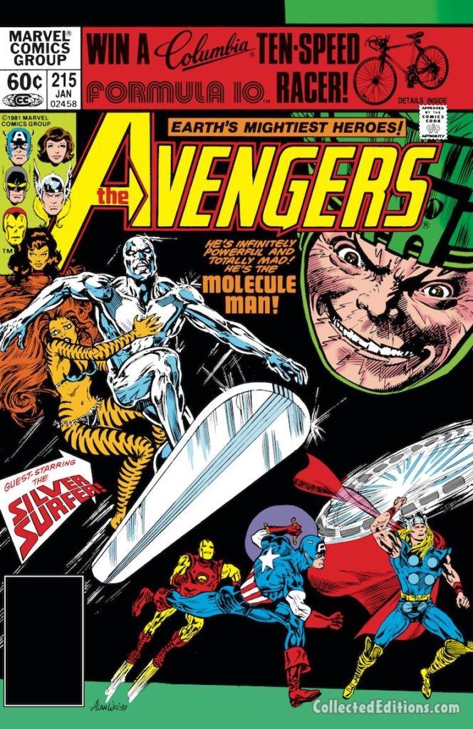 Avengers #215 cover; pencils and inks, Alan Weiss; Silver Surfer/Molecule Man/Tigra