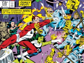 Avengers #246 cover; pencils, Al Milgrom; inks, Joe Sinnott; Firefox, the Eternals, Sersi