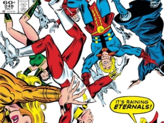 Avengers #248 cover; pencils, Al Milgrom; Firefox, Eternals