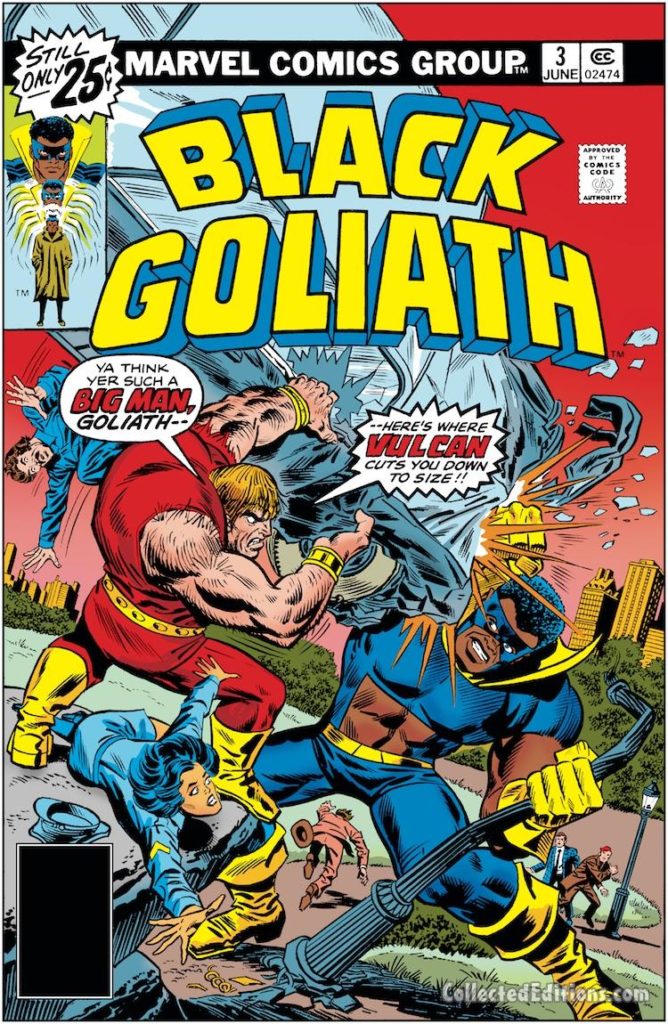 Black Goliath #3 cover; pencils, Larry Lieber; inks, Frank Giacoia; Bill Foster/Giant-Man/Vulcan