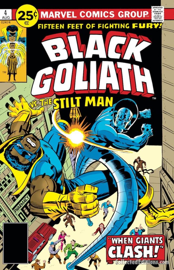 Black Goliath #4 cover; pencils, Jack Kirby; inks, Joe Sinnott; Bill Foster/Giant-Man/Stilt-Man