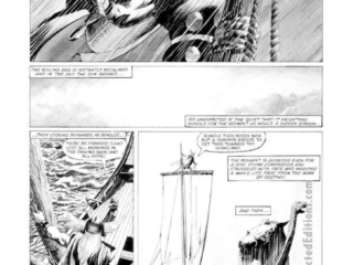 Bizarre Adventures #32. Thor in &ldquo;Sea of Destiny&rdquo;, pg. 9; pencils and inks, John Bolton; black and white magazine, Alan Zelenetz