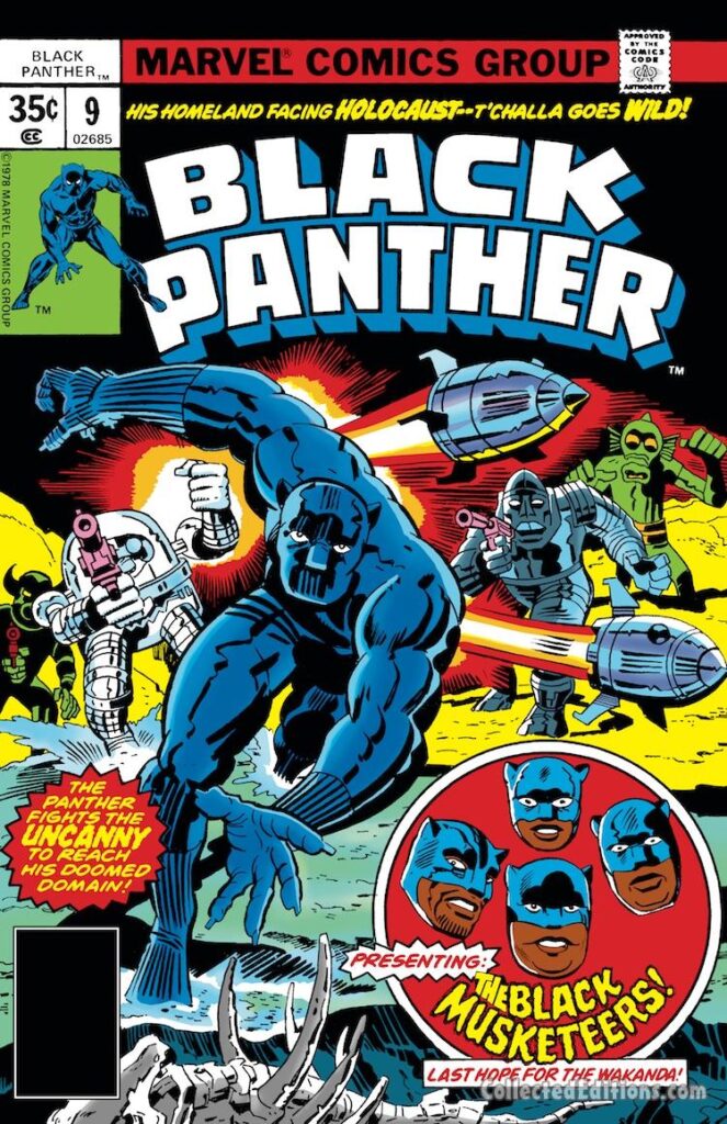 Black Panther #9, cover; pencils, Jack Kirby; inks, unknown; The Black Musketeers