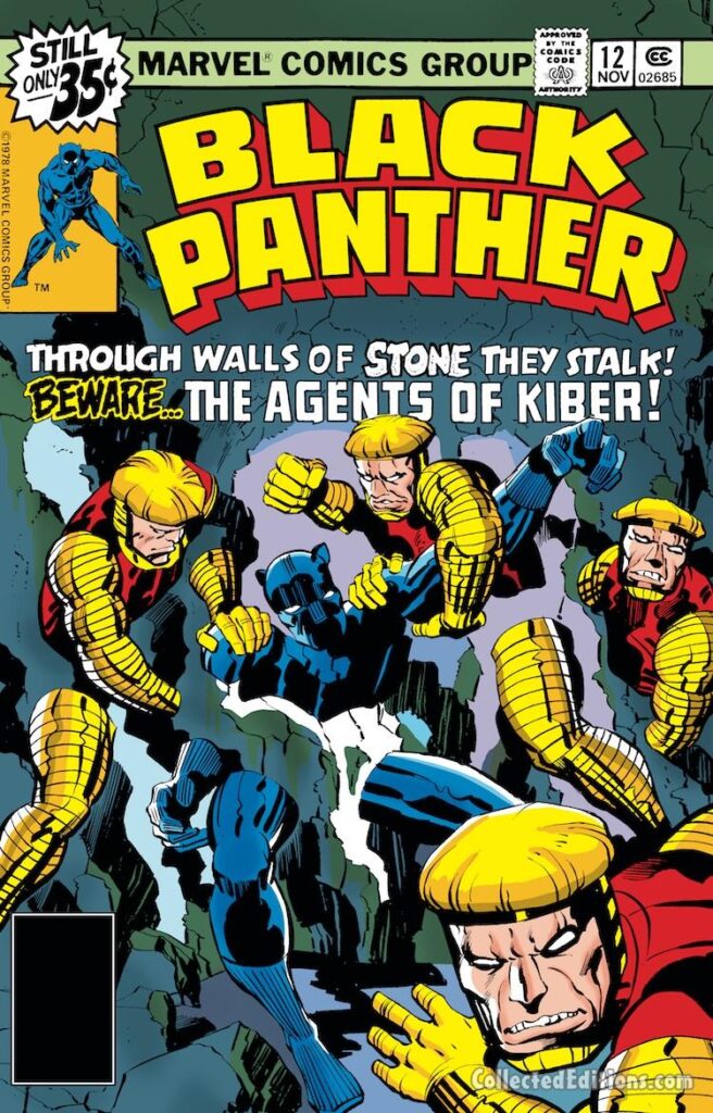 Black Panther #12, cover; pencils, Jack Kirby; inks, Joe Rubinstein, Agents of Kiber the Cruel