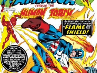 Captain America #216 cover; pencils, Gil Kane; The Human Torch/The Falcon