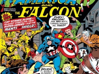 Captain America #217 cover; pencils, John Buscema; Nick Fury/The Falcon