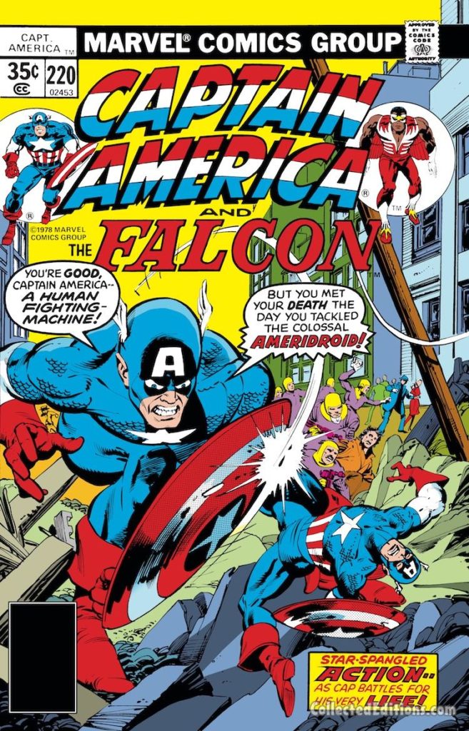 Captain America #220 cover; pencils, Gil Kane; inks, Klaus Janson, Ameridroid/The Falcon