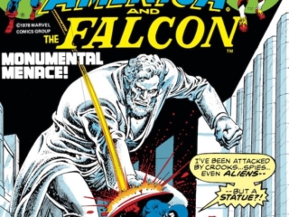 Captain America #222 cover; pencils and inks, Ernie Chan; Abraham Lincoln Monument/The Falcon