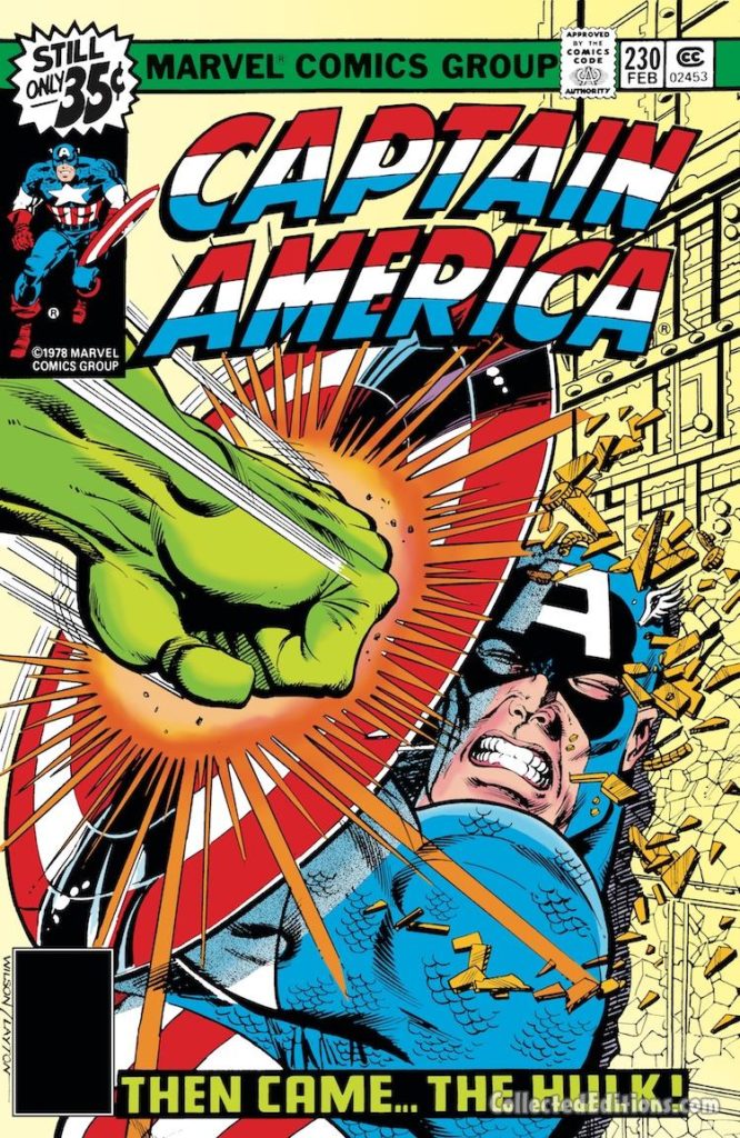 Captain America #230 cover; pencils, Ron Wilson; Incredible Hulk