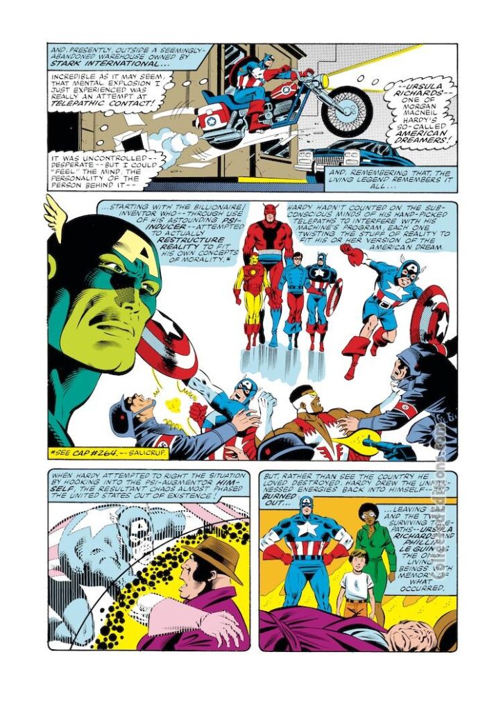 Captain America #268, pg. 7; pencils, Mike Zeck; inks, John Beatty; Ursula Richards, Philip Le Guin