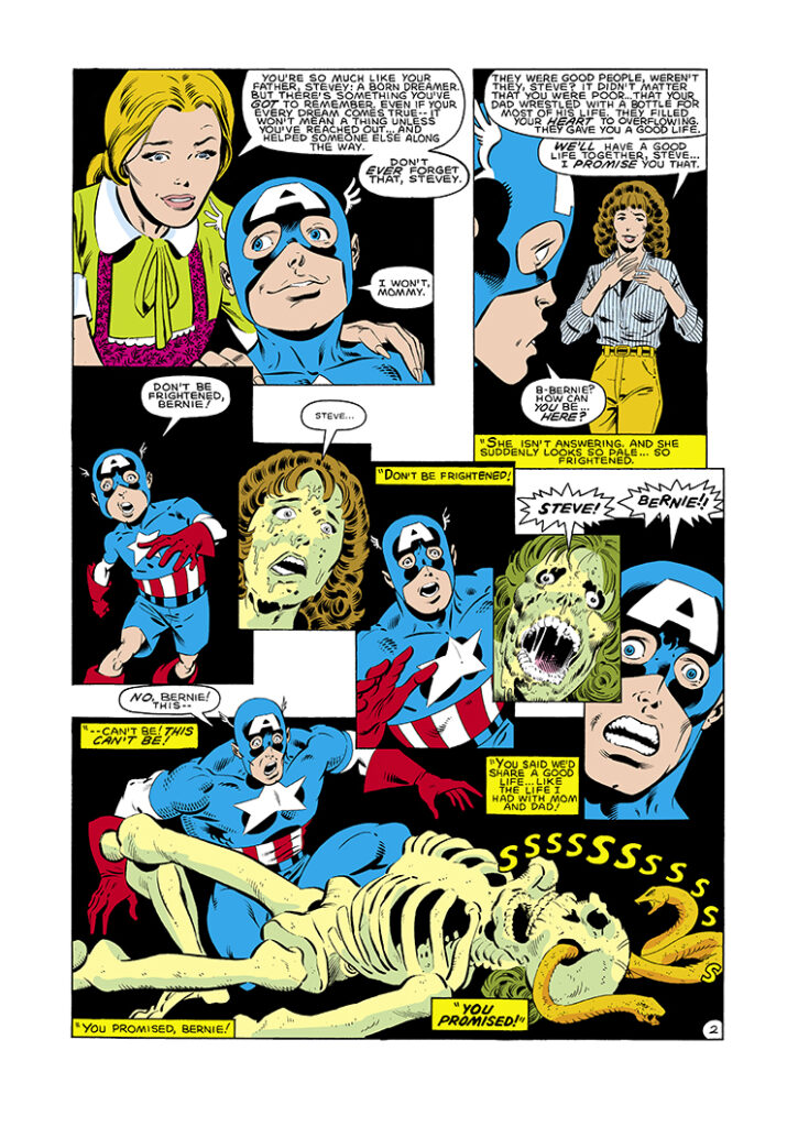 Captain America #283, pg. 2; pencils, Mike Zeck; inks, John Beatty, Sarah Rogers, Bernie Rosenthal