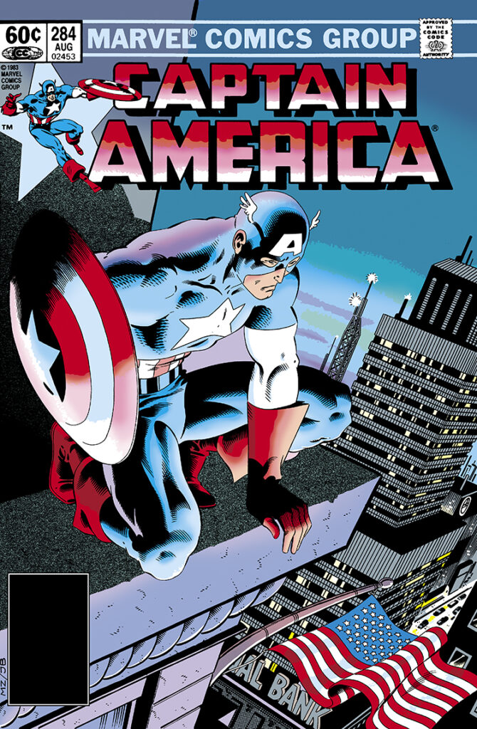 Captain America #284 cover; pencils, Mike Zeck; inks, John Beatty; American flag