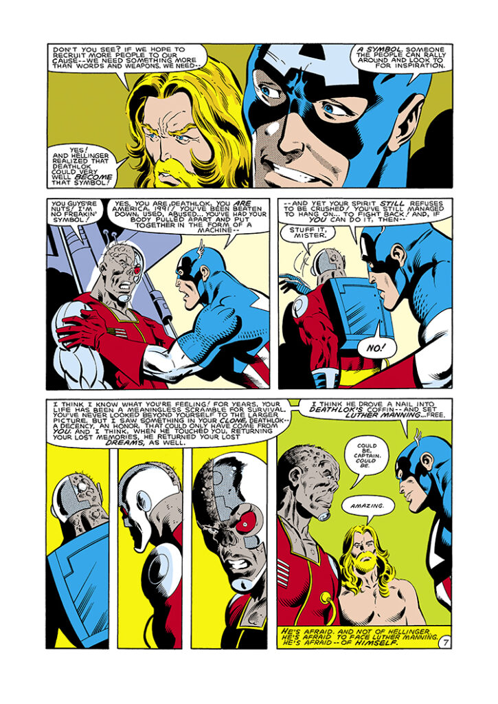 Captain America #288, pg. 7; pencils, Mike Zeck; inks, John Beatty, Godwulf