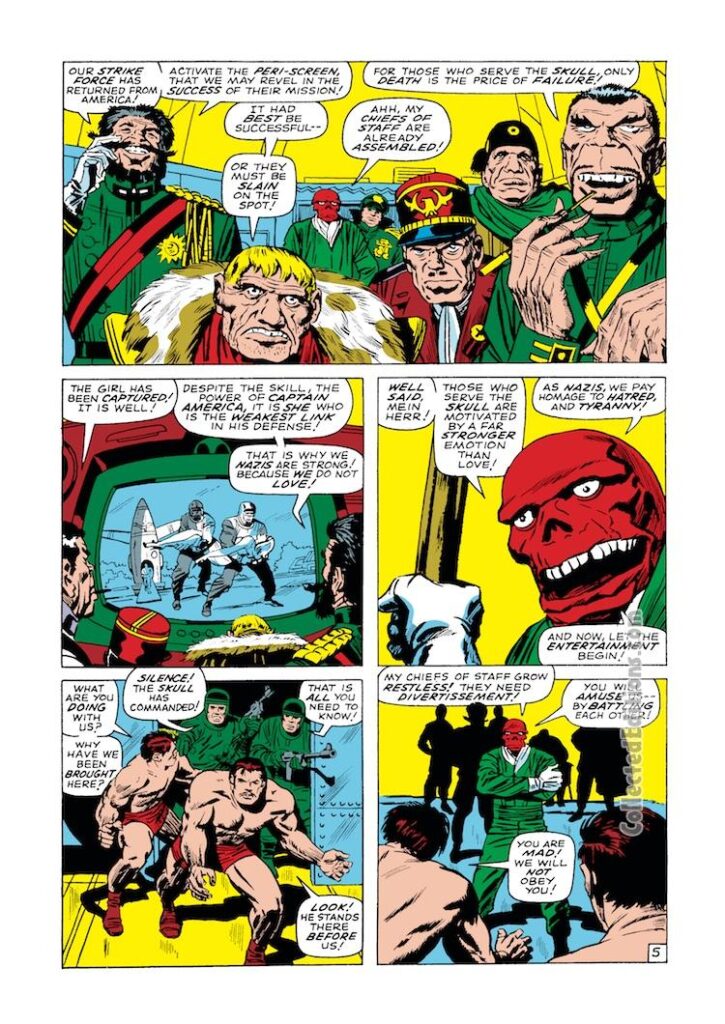 Captain America #103, pg. 5; pencils, Jack Kirby; inks, Syd Shores; Red Skull, Exiles