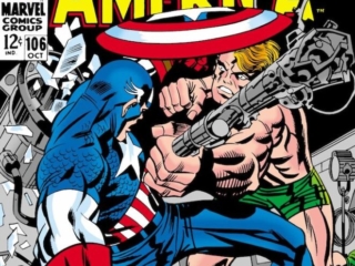 Captain America #106 cover; pencils, Jack Kirby; inks, Frank Giacoia; Cap Goes Wild, Steve Rogers