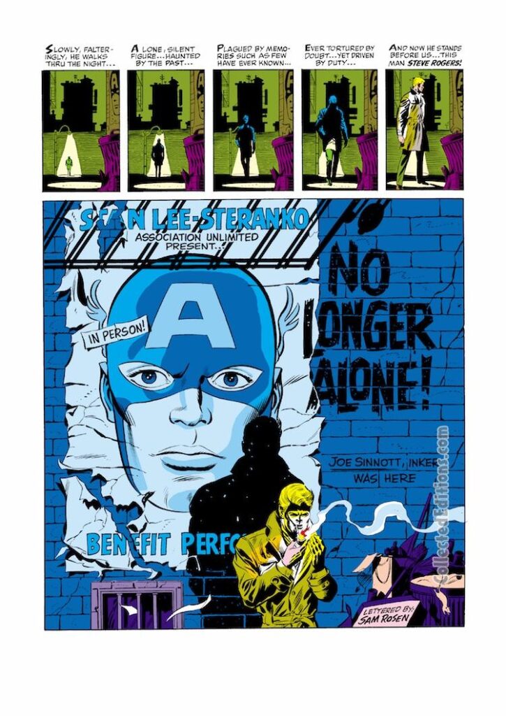 Captain America #110, pg. 1; pencils, Jim Steranko; inks, Joe Sinnott; No Longer Alone, first issue