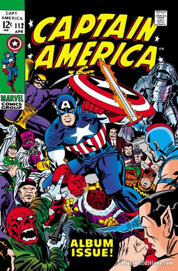 Captain America #112 cover; pencils, Jack Kirby; inks, Frank Giacoia; Album Issue