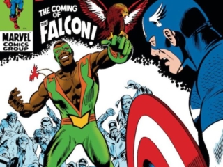 Captain America #117 cover; pencils, Gene Colan; inks, Joe Sinnott; alterations, John Romita Sr.; first appearance of the Falcon and Redwing, Sam Wilson