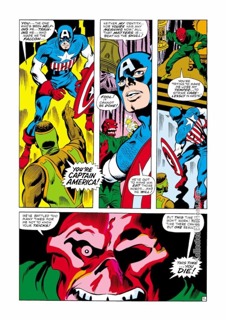 Captain America #119, pg. 11; pencils, Gene Colan; inks, Joe Sinnott; Red Skull, Falcon